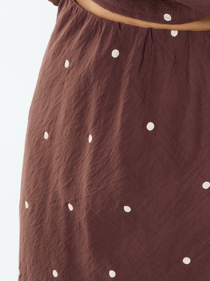 Falda larga de lunares Marron - Kiabi