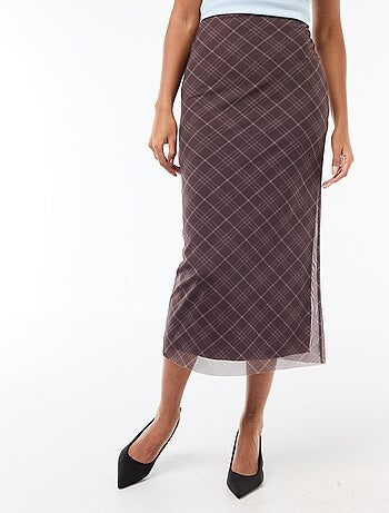 Falda larga de malla con lunares