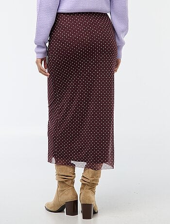 Falda larga de malla con lunares
