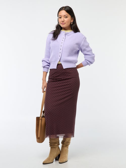 Falda larga de malla con lunares - Kiabi