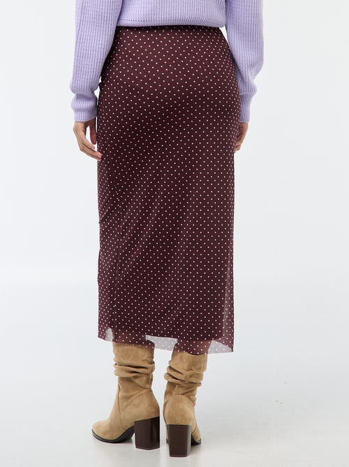 Falda larga de malla con lunares - Kiabi