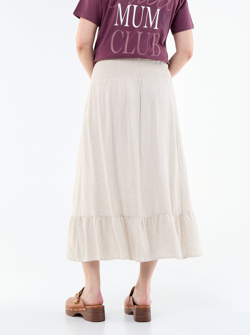 Falda larga de maternidad de lino Beige - Kiabi