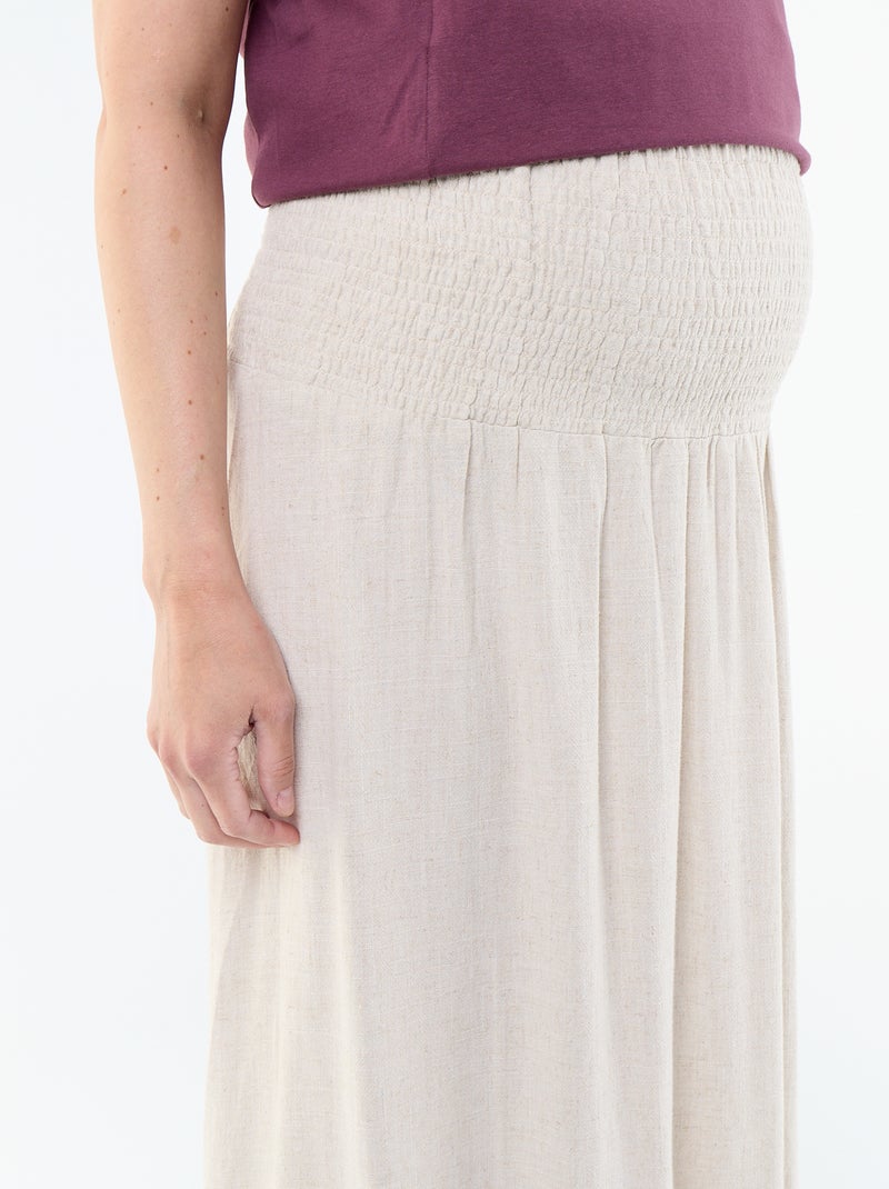 Falda larga de maternidad de lino Beige - Kiabi