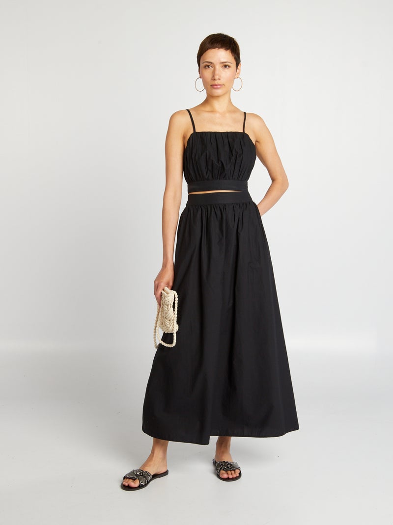 Falda larga de popelina negro - Kiabi