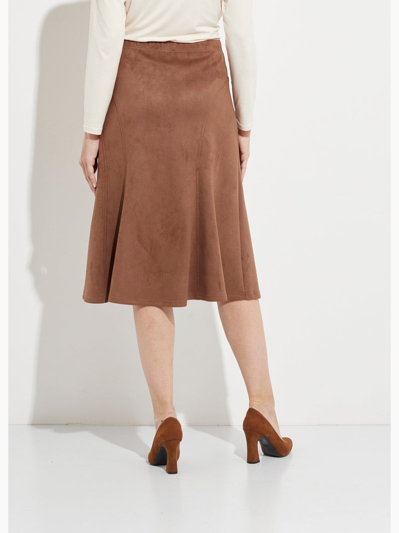 Falda larga de punto ante con vuelo - Afibel Camel - Kiabi
