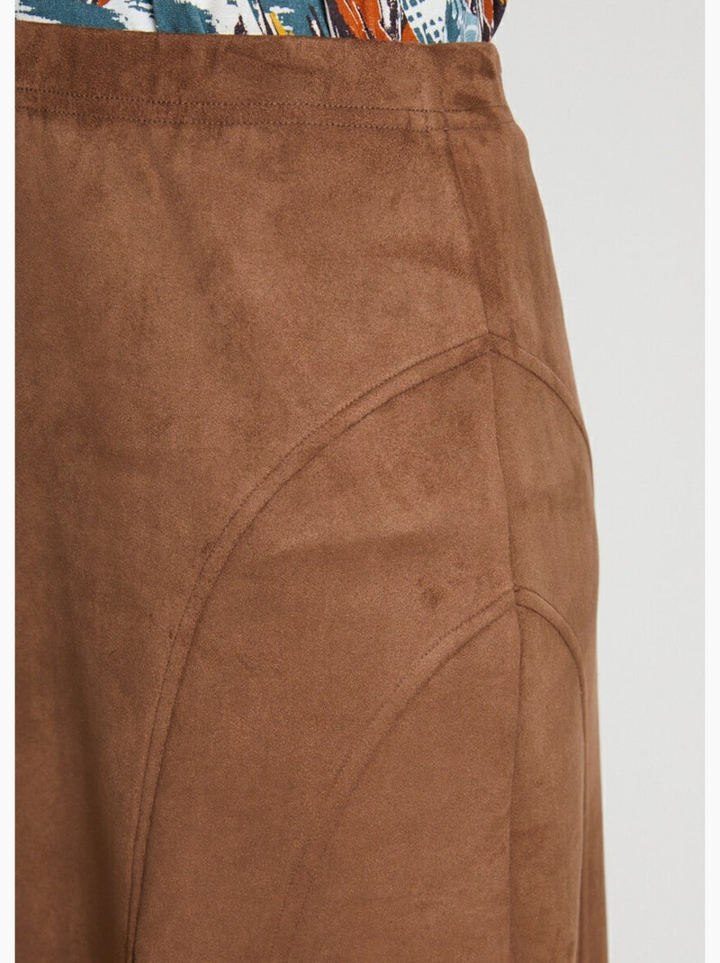 Falda larga de punto ante con vuelo - Afibel Camel - Kiabi