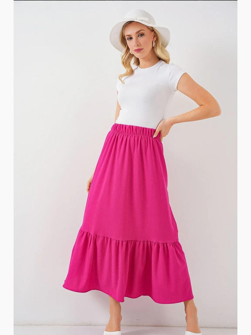 Falda larga de punto bdart Rosa fucsia - Kiabi