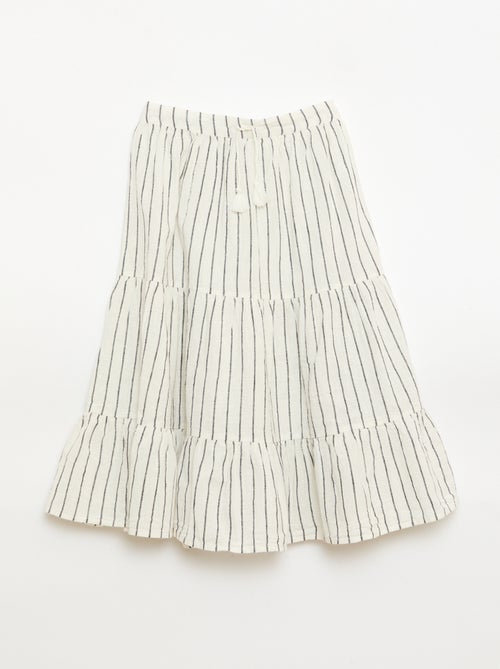 Falda larga de rayas con volantes - Kiabi