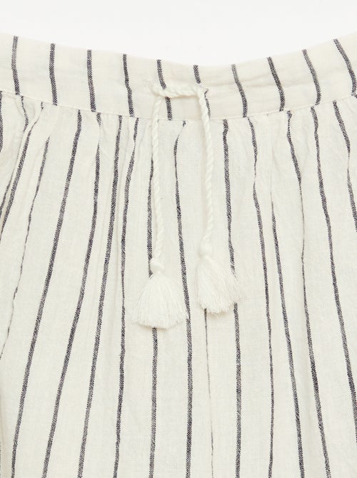 Falda larga de rayas con volantes - Kiabi
