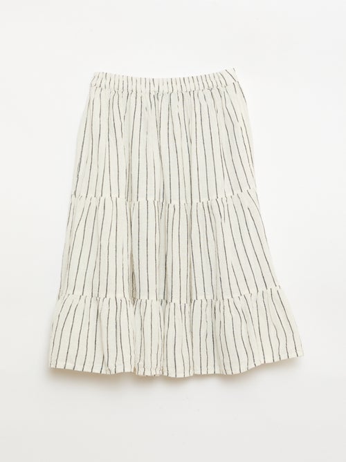 Falda larga de rayas con volantes - Kiabi