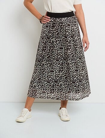 Falda larga de rejilla con vuelo y lentejuelas - AFIBEL