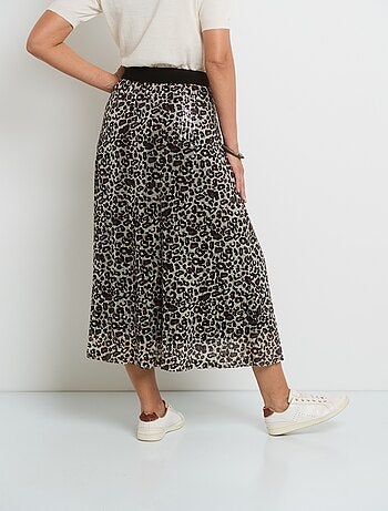 Falda larga de rejilla con vuelo y lentejuelas - AFIBEL