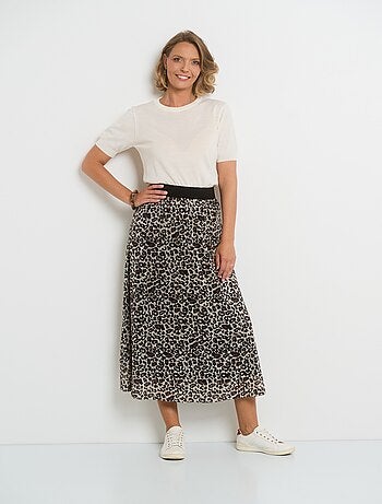 Falda larga de rejilla con vuelo y lentejuelas - AFIBEL