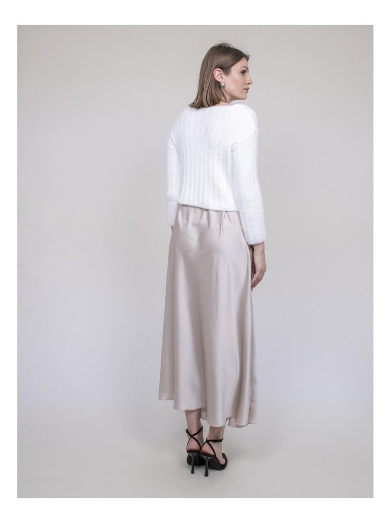 Falda larga de satén XALPA Beige - Kiabi