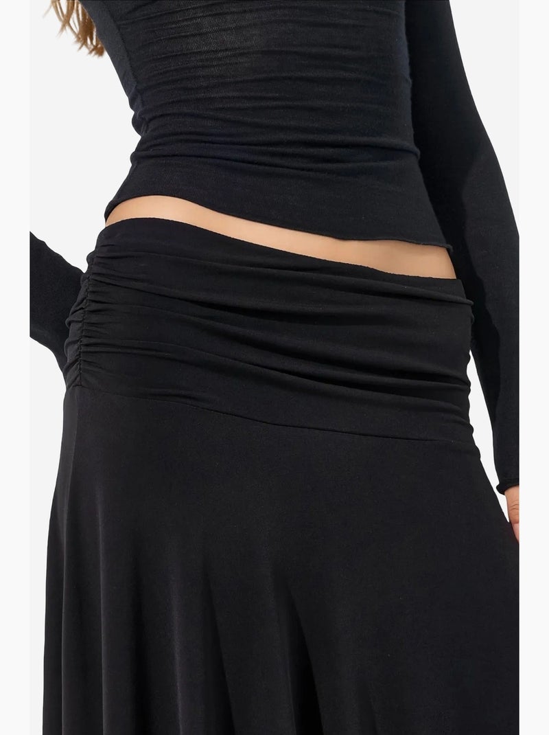 Falda larga de talle alto con detalle drapeado busem Negro - Kiabi