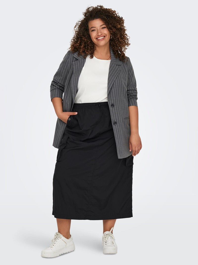 Falda larga de tela parachute 'Only Carmakoma' NEGRO - Kiabi