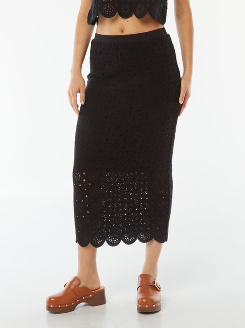 Falda larga de tubo de macramé - Kiabi