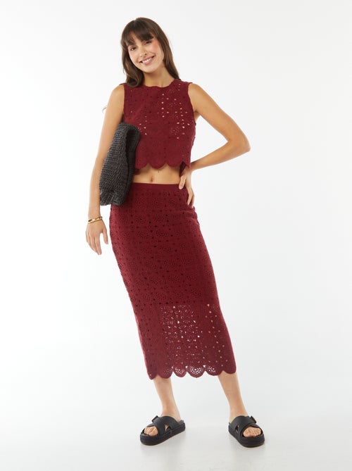 Falda larga de tubo de macramé - Kiabi