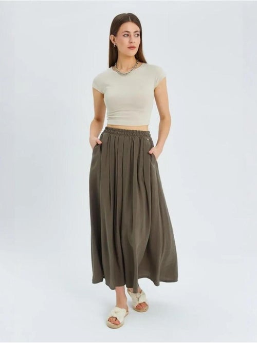 Falda larga de tul con cintura alta y bolsillos mixray - Kiabi Falda larga de tul con cintura alta y bolsillos mixray - Kiabi