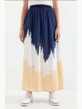 Falda larga de viscosa estampada bdart