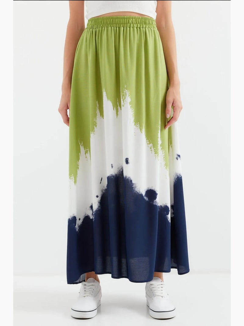 Falda larga de viscosa estampada bdart Verde - Kiabi