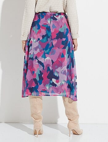 Falda larga de voile estampada con cintura elástica - Afibel