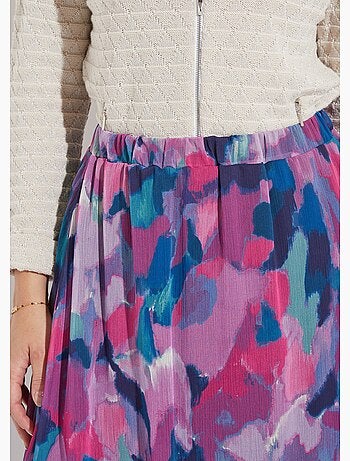 Falda larga de voile estampada con cintura elástica - Afibel