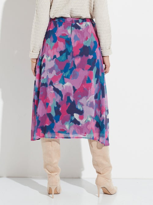 Falda larga de voile estampada con cintura elástica - Afibel - Kiabi