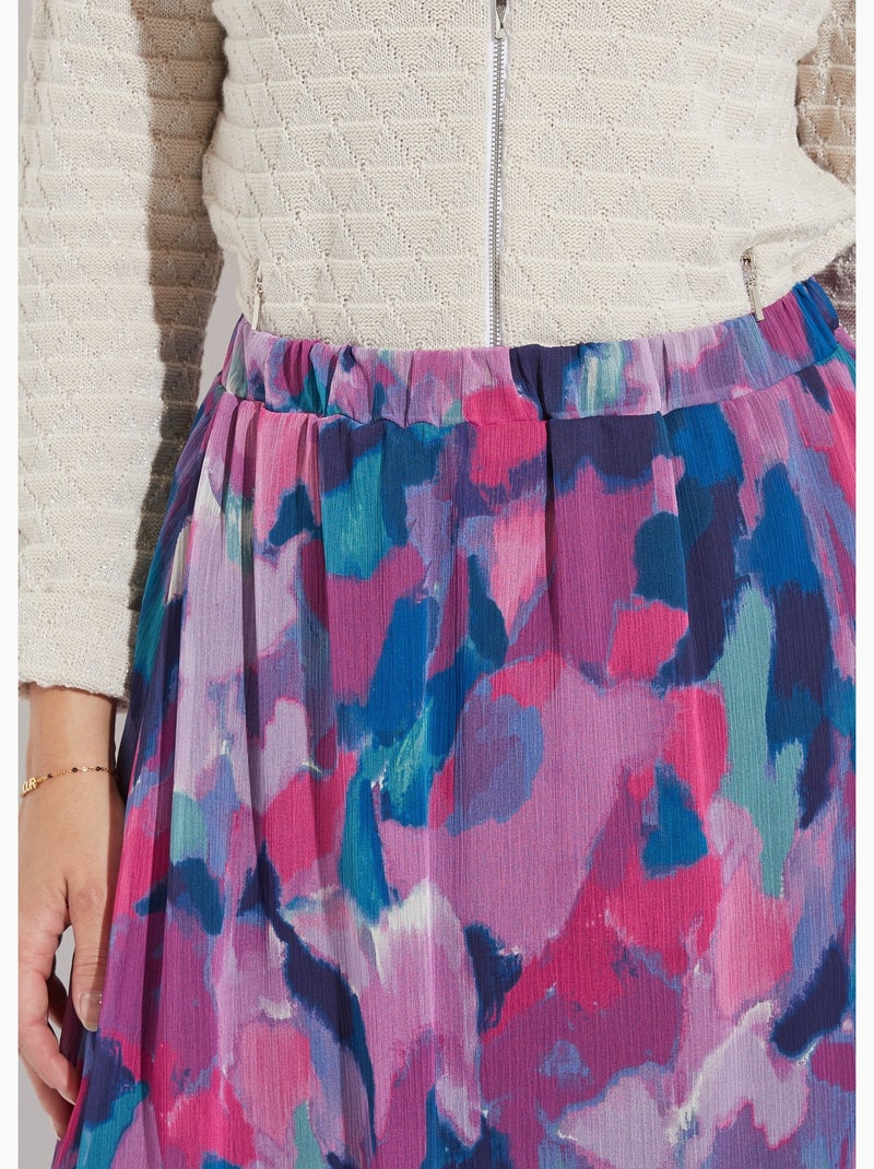 Falda larga de voile estampada con cintura elástica - Afibel Multicolor - Kiabi