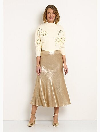 Falda larga elástica con purpurina y vuelo - Afibel