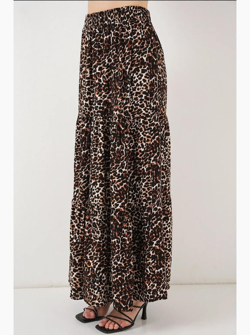 Falda larga estampada bdart Marrón oscuro - Kiabi