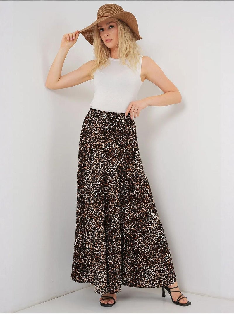 Falda larga estampada bdart Marrón oscuro - Kiabi
