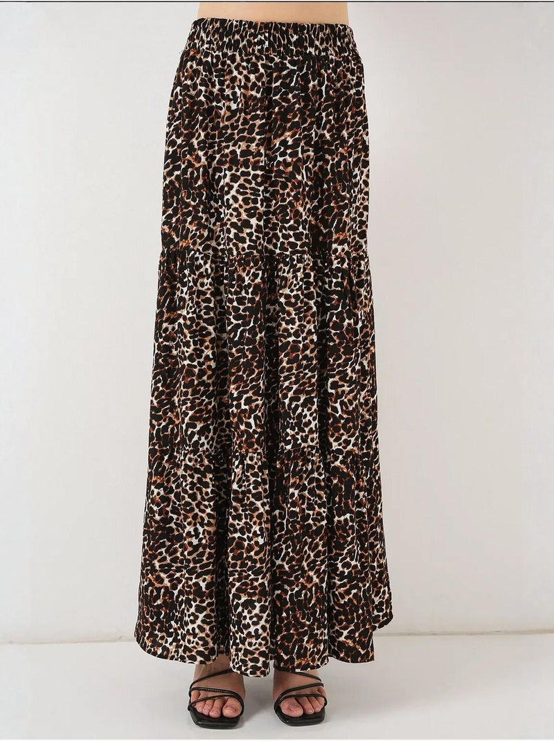 Falda larga estampada bdart Marrón oscuro - Kiabi