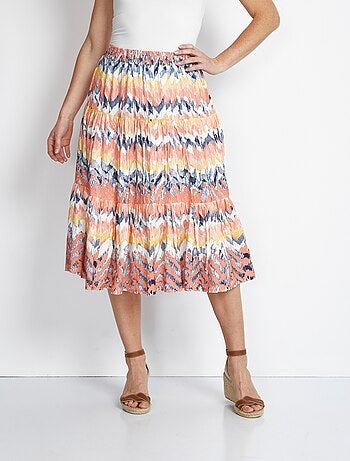 Falda larga estampada con volantes - Afibel