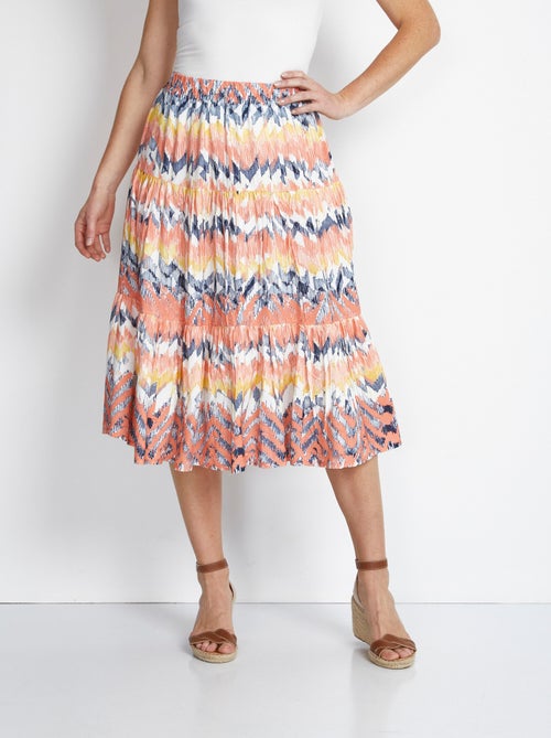 Falda larga estampada con volantes - Afibel - Kiabi