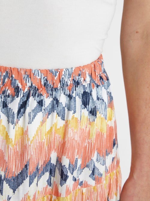 Falda larga estampada con volantes - Afibel - Kiabi