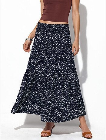 Falda larga floral de talle alto busem