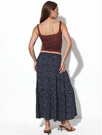 Falda larga floral de talle alto busem