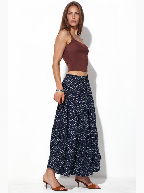 Falda larga floral de talle alto busem - Kiabi Falda larga floral de talle alto busem - Kiabi