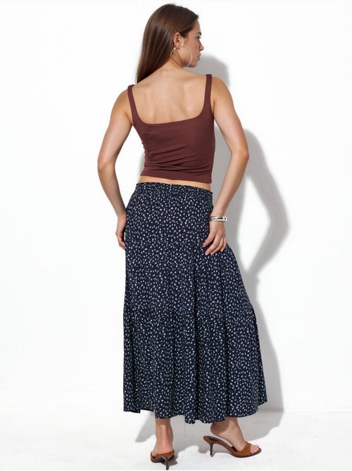 Falda larga floral de talle alto busem - Kiabi Falda larga floral de talle alto busem - Kiabi