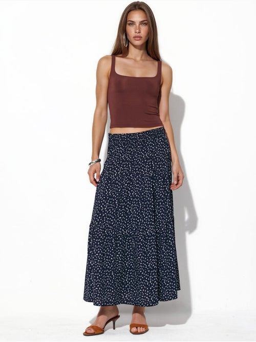 Falda larga floral de talle alto busem - Kiabi Falda larga floral de talle alto busem - Kiabi