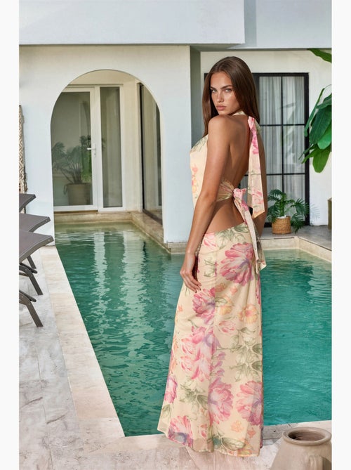 Falda larga floral de tiro bajo - Kiabi