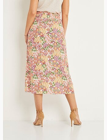 Falda larga fluida estampado étnico - AFIBEL