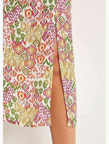 Falda larga fluida estampado étnico - AFIBEL