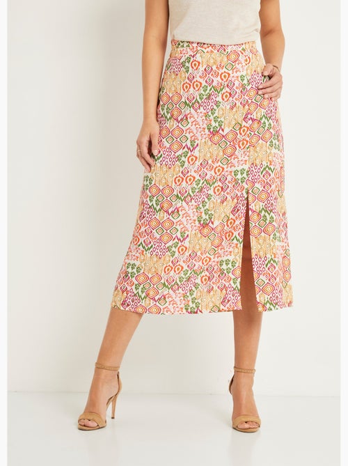 Falda larga fluida estampado étnico - AFIBEL - Kiabi