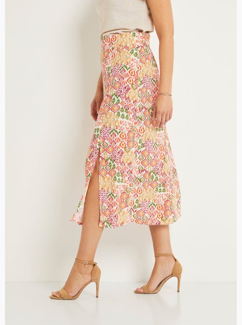 Falda larga fluida estampado étnico - AFIBEL - Kiabi