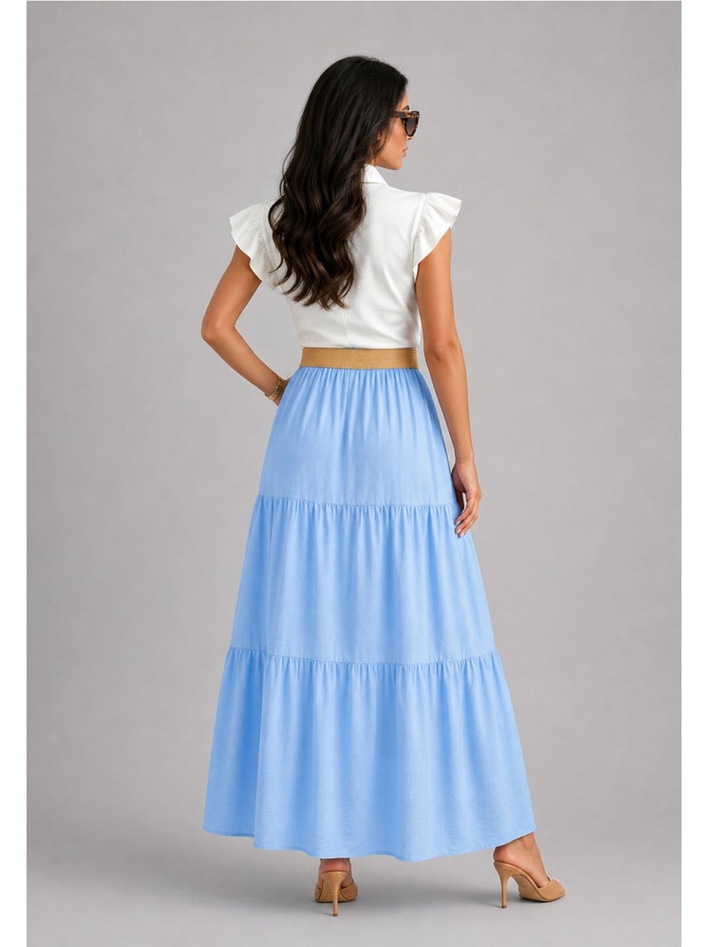 Falda larga Kebello Azul cielo - Kiabi