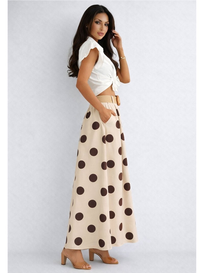 Falda larga Kebello Beige - Kiabi