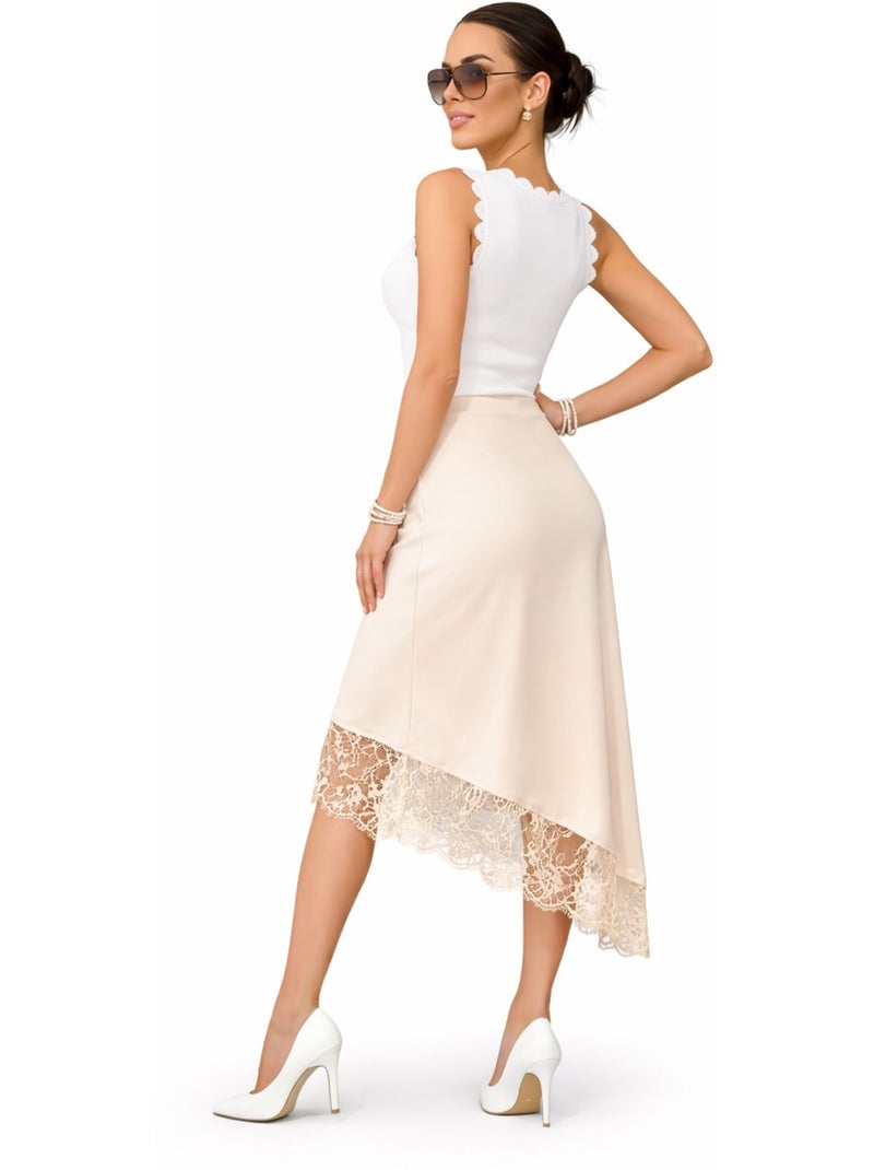 Falda larga Kebello Beige - Kiabi