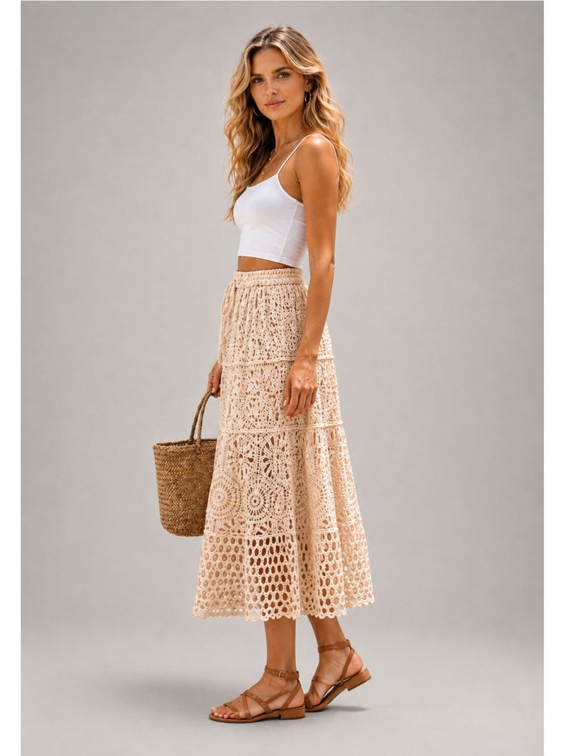Falda larga Kebello Beige - Kiabi